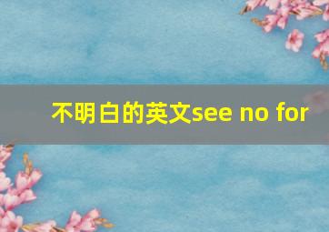 不明白的英文see no for